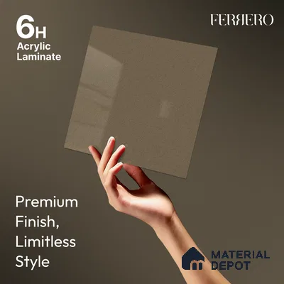Taupe Brown Solid Color Acrylic Laminate LM 24327 8 ft x 4 ft High Gloss Finish - 1.5 mm | Matching Edgeband code - EB 02117 | Suitable for Living Room, Kitchen, Office