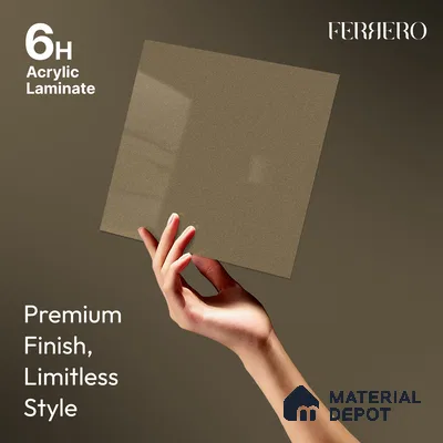 Taupe Brown Solid Color Acrylic Laminate LM 24329 8 ft x 4 ft High Gloss Finish - 1.5 mm | Matching Edgeband code - EB 02119 | Suitable for Living Room, Kitchen, Office