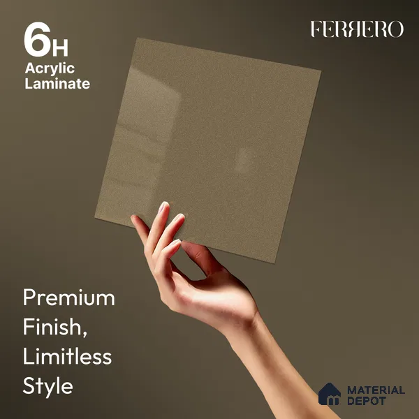 Taupe Brown Solid Color Acrylic Laminate LM 24329 8 ft x 4 ft High Gloss Finish - 1.5 mm | Matching Edgeband code - EB 02119 | Suitable for Living Room, Kitchen, Office