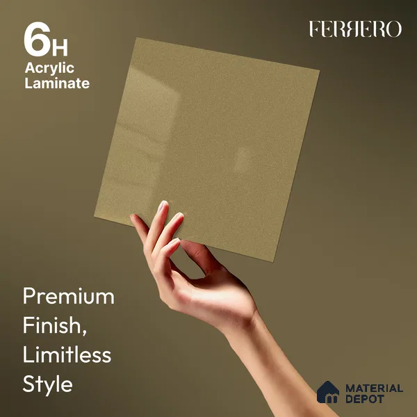 Brown Solid Color Acrylic Laminate LM 24332 8 ft x 4 ft High Gloss Finish - 1.5 mm | Matching Edgeband code - EB 02122 | Suitable for TV Unit, Wardrobe, Cabinets