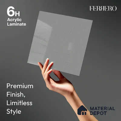Light Grey Solid Color Acrylic Laminate LM 24334 8 ft x 4 ft High Gloss Finish - 1.5 mm | Matching Edgeband code - EB 02124 | Suitable for Living Room, Kitchen, Office