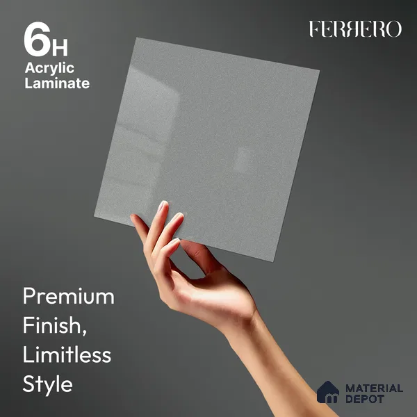 Light Grey Solid Color Acrylic Laminate LM 24334 8 ft x 4 ft High Gloss Finish - 1.5 mm | Matching Edgeband code - EB 02124 | Suitable for Living Room, Kitchen, Office