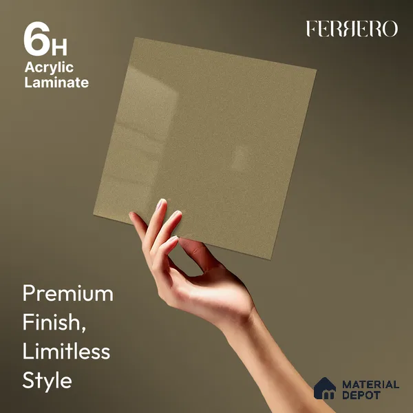 Beige Acrylic Laminate LM 24550 8 ft x 4 ft High Gloss Finish - 1.5 mm | Matching Edgeband code - EB 02110 | Suitable for TV Unit, Wardrobe, Cabinets