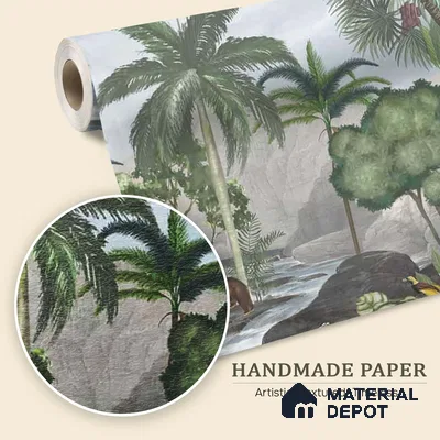 Anandvan Jungle Theme Customised Wallpaper, Green Sukoon Series Handmade Nature Design (Customised Size Wallpaper)