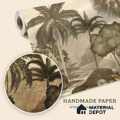 Anandvan Jungle Theme Customised Wallpaper, Sepia Sukoon Series Handmade Nature Design (Customised Size Wallpaper)