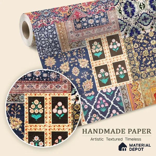 Banaras | Navy Blue Rajasthani Floral Traditional Look Wallpaper Handmade (Customised Size)