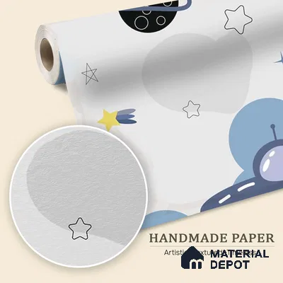 Blue and Grey Space Theme Children Wallpaper, Customized Sparkla N Shine Series Handmade Space Design (Customised Size Wallpaper)