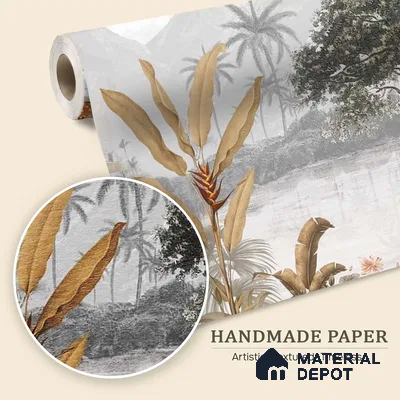 Cheer, Jungle Theme Wallpaper, Sepia Tone Sukoon Series Handmade Nature Design (Customised Size Wallpaper)
