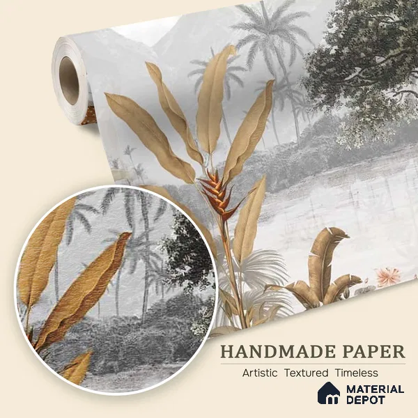 Cheer, Jungle Theme Wallpaper, Sepia Tone Sukoon Series Handmade Nature Design (Customised Size Wallpaper)