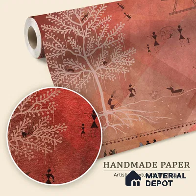 Chitra, Modern Warli Art Design Wallpaper Design for Walls, Customised Sukoon Series Handmade Patterned Design (Customised Size Wallpaper)