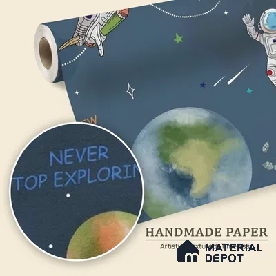 Customized Space Theme Wallpaper for Kids Room, Planets, rockets, Astronauts, Blue Sparkla N Shine Series Handmade Space Design (Customised Size Wallpaper)