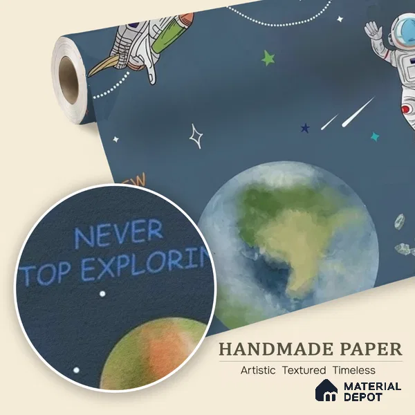 Customized Space Theme Wallpaper for Kids Room, Planets, rockets, Astronauts, Blue Sparkla N Shine Series Handmade Space Design (Customised Size Wallpaper)