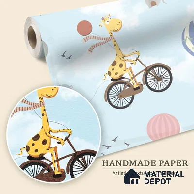 Flying Giraffe Cycle Train Wall Mural for kids Room, Customised Sparkla N Shine Series Handmade Entertainment Design (Customised Size Wallpaper)