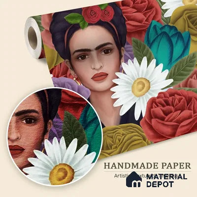 Frida Kahlo Modern Customized Floral Wallpaper - Handmade
