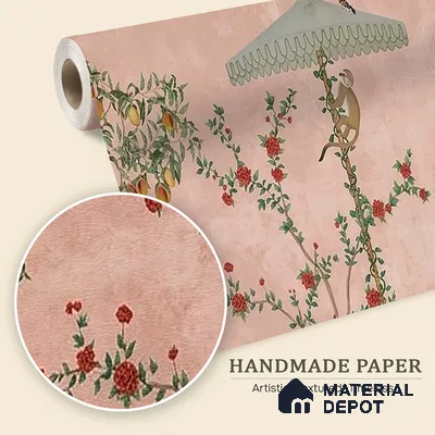 Gulbiya, Pink Chinoiserie Wallpaper, Sukoon Collection, Customised Sukoon Series Handmade Chinoserie Design (Customised Size Wallpaper)