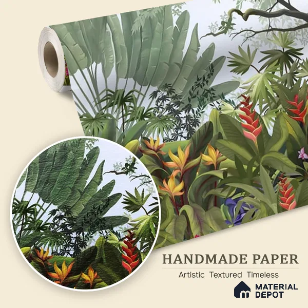 Island Breeze, Tropical Wallpaper for Rooms, Customised Sukoon Series Handmade Tropical Design (Customised Size Wallpaper)