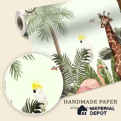 Jungle Theme Animals Wallpaper for Kids Room Walls, Customised Sparkla N Shine Series Handmade Entertainment Design (Customised Size Wallpaper)