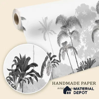 Kaira, Nature Theme Wallpaper for Rooms, Black & White, Customised Sukoon Series Handmade Nature Design (Customised Size Wallpaper)