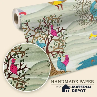 Kalpvriksha, Gond Art Garden Wallpaper Sukoon Series Handmade Patterned Design (Customised Size Wallpaper)