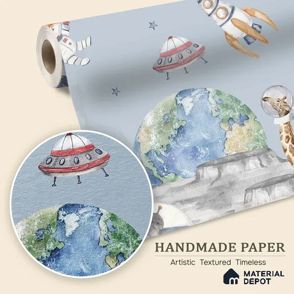 Lets go on a moon walk, Cute kids room wallpaper, Blue Sparkla N Shine Series Handmade Entertainment Design (Customised Size Wallpaper)