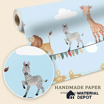 Marching Animals on Rope Theme for Kids Room, Customised Sparkla N Shine Series Handmade Entertainment Design (Customised Size Wallpaper)