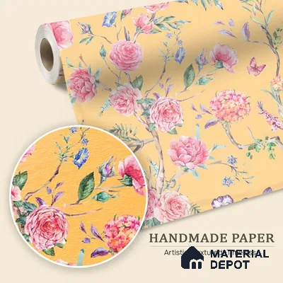 Oriental Yellow Chinoiserie Wallpaper for Walls Sukoon Series Handmade Chinoserie Design (Customised Size Wallpaper)