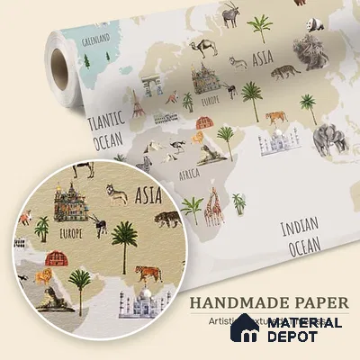 Pretty World Map Design for Kids Bedroom, Pastel, Customised Sparkla N Shine Series Handmade Map Design (Customised Size Wallpaper)