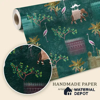 Royal Garden, an Indian Scenic Wallpaper Sukoon Series Handmade Nature Design (Customised Size Wallpaper)