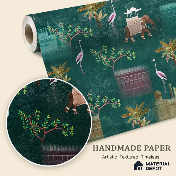 Royal Garden, an Indian Scenic Wallpaper Sukoon Series Handmade Nature Design (Customised Size Wallpaper)