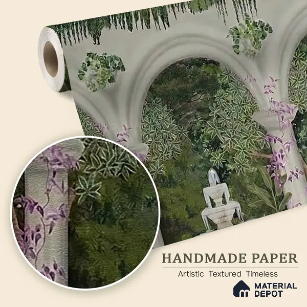 Saanjh, Foliage Theme Wallpaper for Walls Sukoon Series Handmade Patterned Design (Customised Size Wallpaper)