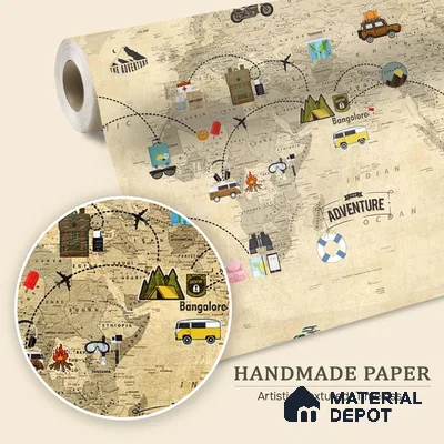 Travel Theme World Map for Kids Rooms Sparkla N Shine Series Handmade Map Design (Customised Size Wallpaper)