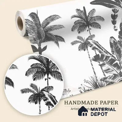 Tropical Monochrome, Room Wallpaper Sukoon Series Handmade Tropical Design (Customised Size Wallpaper)