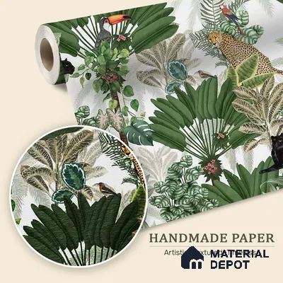 Tropical Tales: Deep Forest Wallpaper Sukoon Series Handmade Tropical Design (Customised Size Wallpaper)