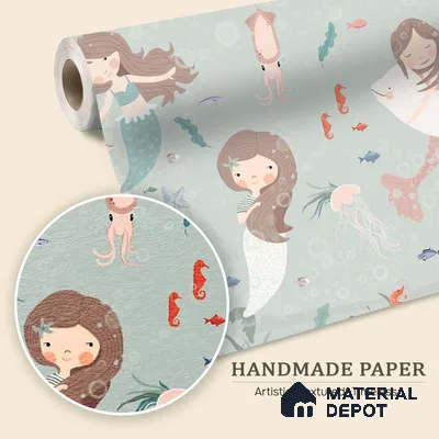 Cute Mermaids Wall Mural for Kids Room Handmade (Customised Wallpaper)