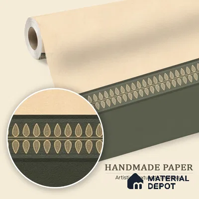 WP 03268 B | Viram | Beige & Olive Two-Tone Border Panel Plain Look Wallpaper Handmade (Customised Size)