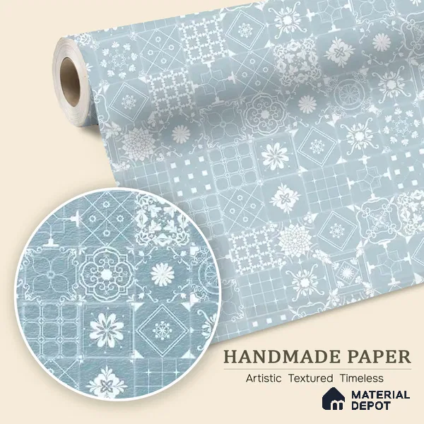 Moroccan Beauty Light Blue & White Handmade (Customised Wallpaper)