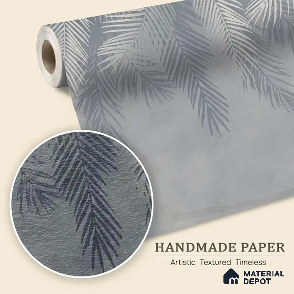 Hanging Tropical Leaves Design Blue Handmade (Customised Wallpaper)