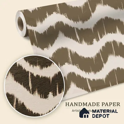 Waves Modern Abstract for Walls Muddy Brown Handmade (Customised Wallpaper)