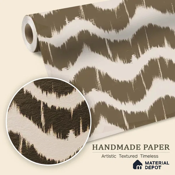 Waves Modern Abstract for Walls Muddy Brown Handmade (Customised Wallpaper)