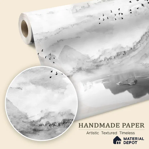 Marble Effect Scenery Customised Black & White Handmade (Customised Wallpaper)