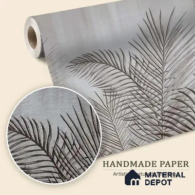 Dark Tropical Leaves in Textured Background Handmade (Customised Wallpaper)