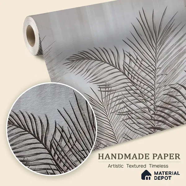 Dark Tropical Leaves in Textured Background Handmade (Customised Wallpaper)
