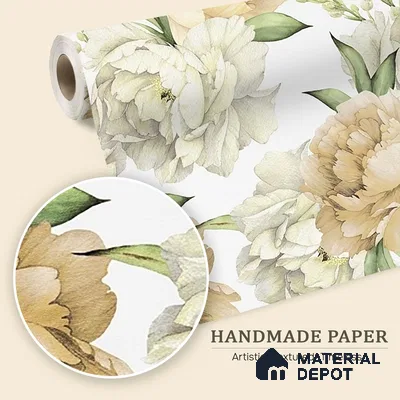 Big Flowers with Watercolor Effect Customised yellow Handmade (Customised Wallpaper)