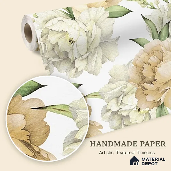 Big Flowers with Watercolor Effect Customised yellow Handmade (Customised Wallpaper)