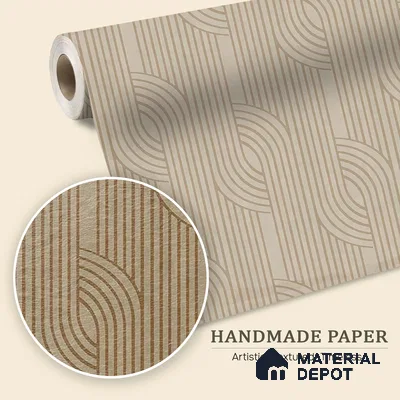WP 03682 C | Arc Fusion Abstract Modern Look | Warm Beige Arc Lines Geometric Look Wallpaper Handmade (Customised Size)