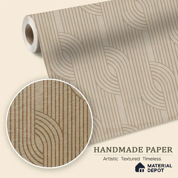 WP 03682 C | Arc Fusion Abstract Modern Look | Warm Beige Arc Lines Geometric Look Wallpaper Handmade (Customised Size)