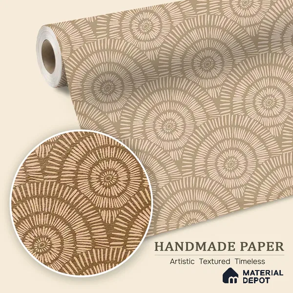 WP 03684 C | Desert Daze | Warm Beige Circular Medallion Geometric Look Wallpaper Handmade (Customised Size)