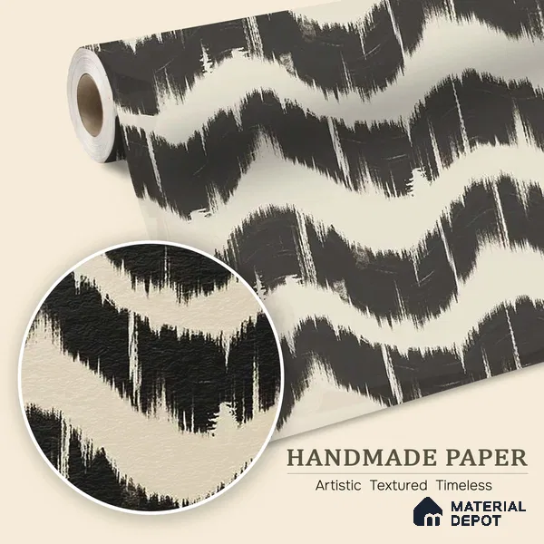 Charcoal Waves Modern Abstract for Walls Handmade (Customised Wallpaper)