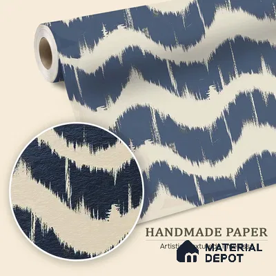 Indigo Waves Blue Modern Abstract for Walls Handmade (Customised Wallpaper)