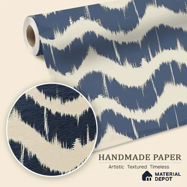 Indigo Waves Blue Modern Abstract for Walls Handmade (Customised Wallpaper)